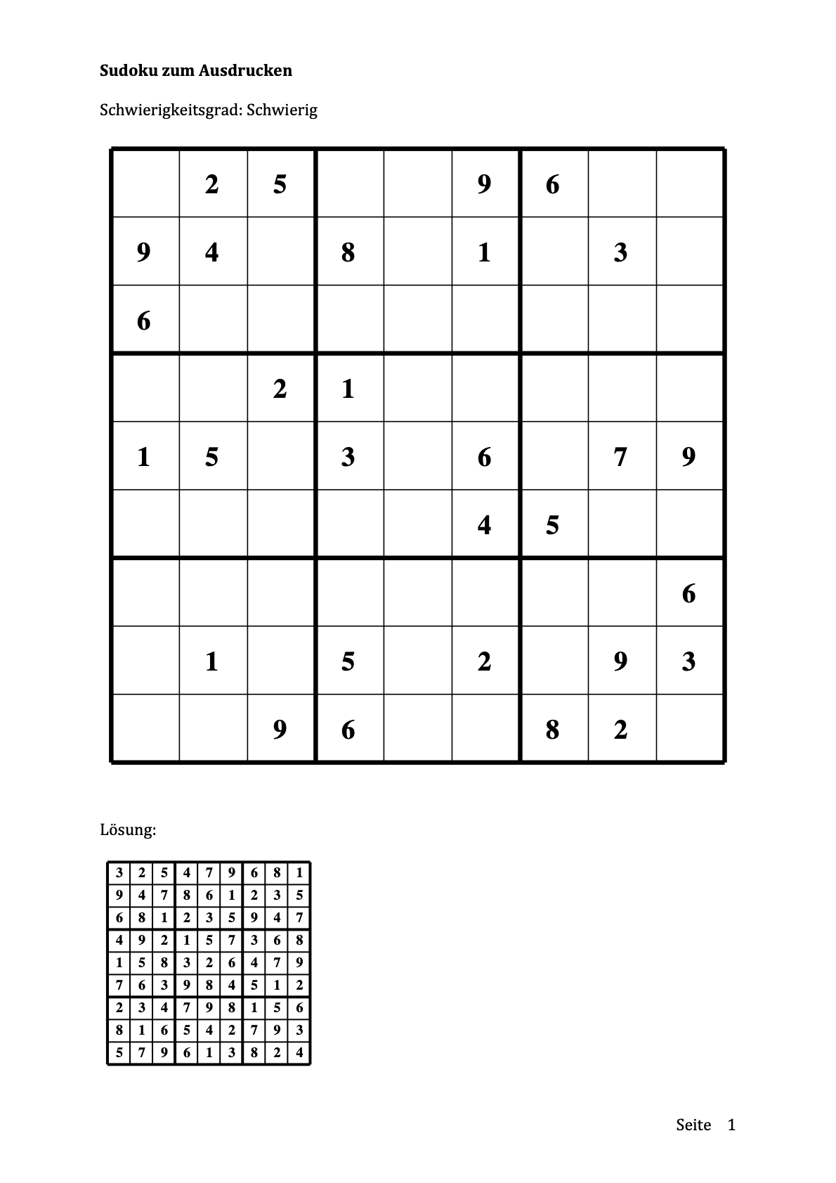 Sudoku - Schwer