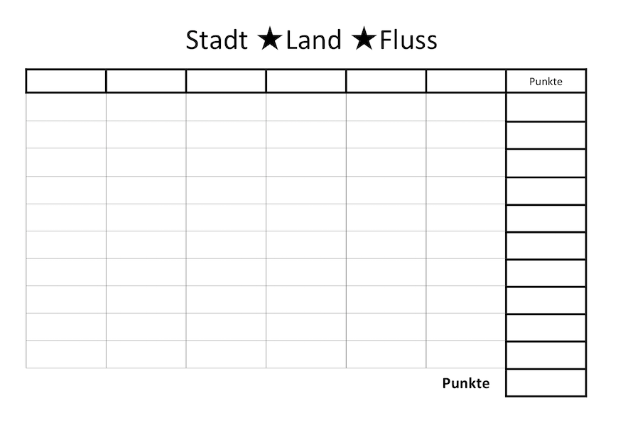 Stadt Land Fluss Vorlage (leer) als PDF-Datei