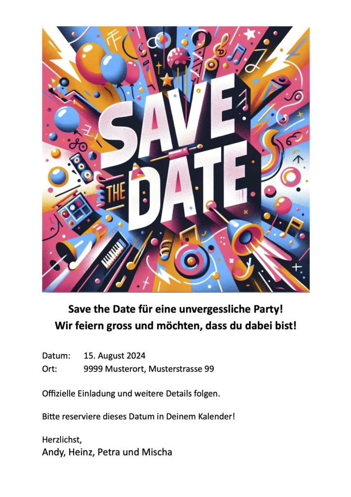 Save the Date Vorlage für Party