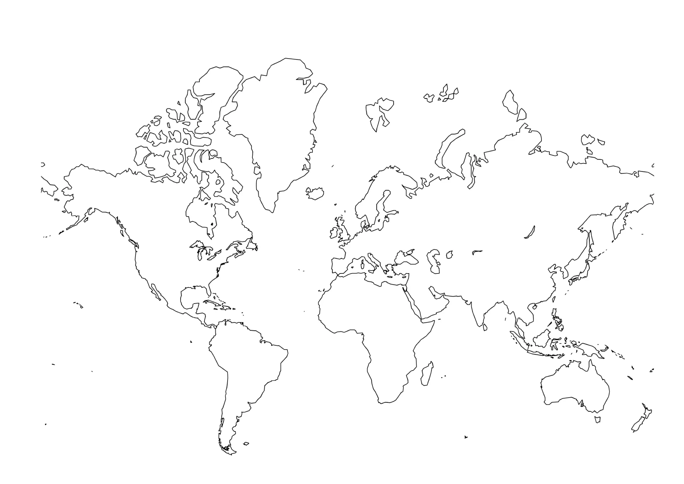 Umriss Weltkarte Kontinenten