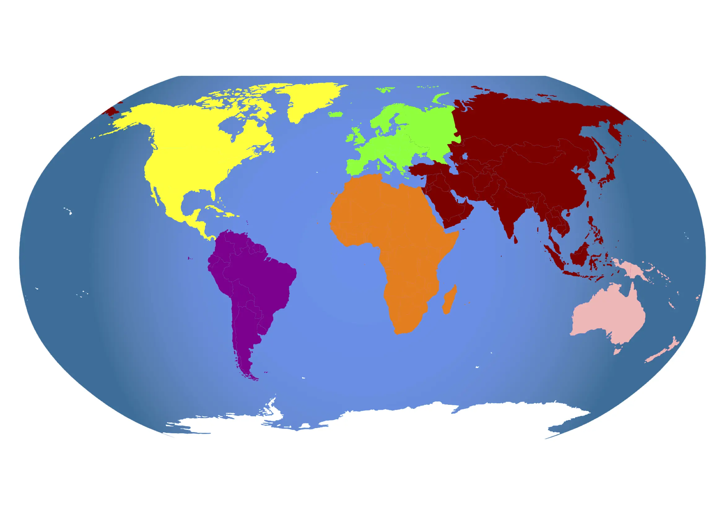 Einfache Weltkarte mit Kontinenten